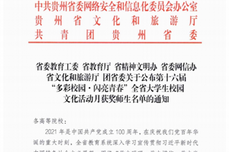 喜报！我校师生在第十六届“多彩校园·闪亮青春”全省大学生校园文化活动月表彰中荣获5个奖项